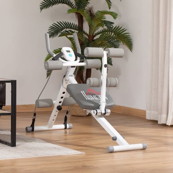2-i-1 magetrener, magetrener med justerbar magemuskelbenk, høydejusterbar trener med LCD-skjerm, for muskelbygging, fitness, belastningskapasitet oppt