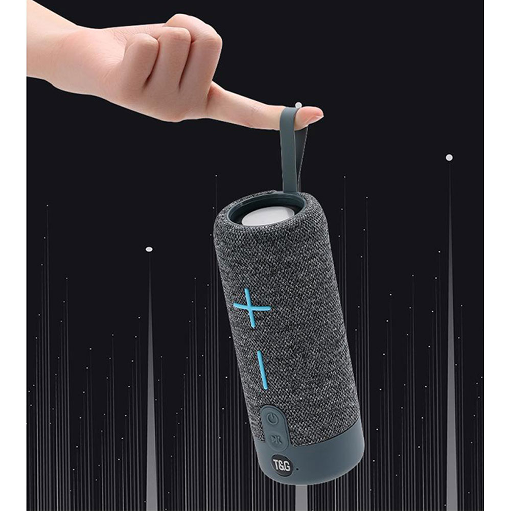 (1200mAh) 360° Bluetooth 5.0 Lautsprecher Spritzwasserfest (IPX5) UKW Radio / Aux In / USB A / Micro SD Kartenslot   Handschlaufe - Schwarz