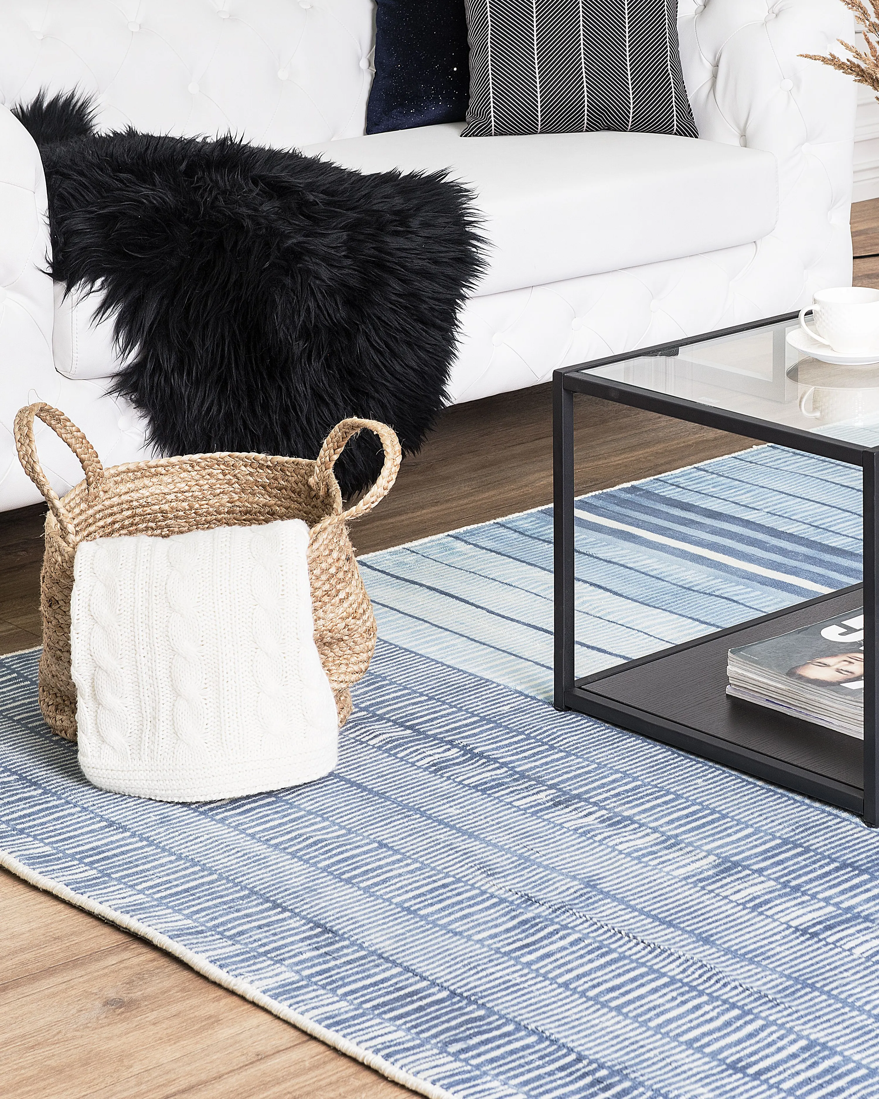 Vloerkleed YARDERE Lichtblauw 160 x 230 cm Viscose