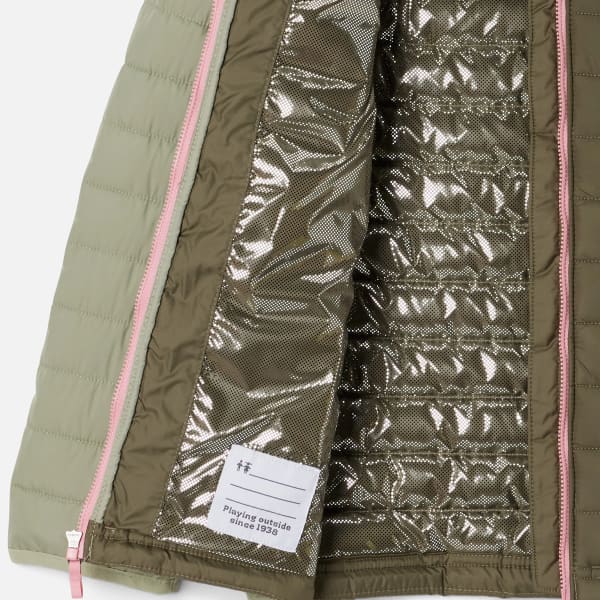 Doudoune randonnée COLUMBIA GIRLS POWDER LITE HDD JKT STONE GREEN/SAFARI/PINK ORCHID