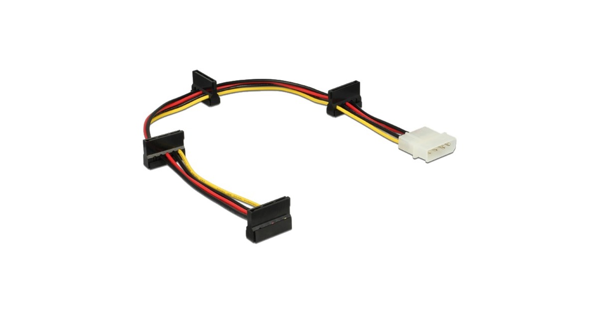 DeLOCKKabelvoeding Molex 4-pins stekker > 4x SATA 15-pins adapter  (Zwart/rood, 0,4 meter)