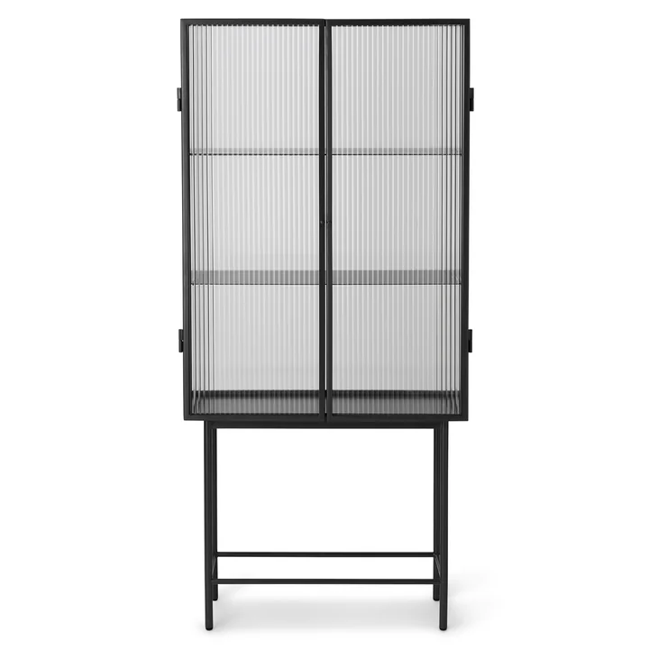 Ferm Living - Haze Vitrine, Reeded Glas, schwarz