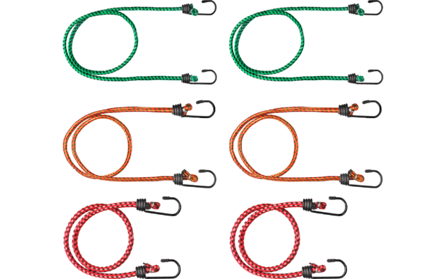 SWG Gepäckspanner Set 6-teilig mit kunststoffbeschichteten Haken 2x600 / 2x800 / 2x1000 mm