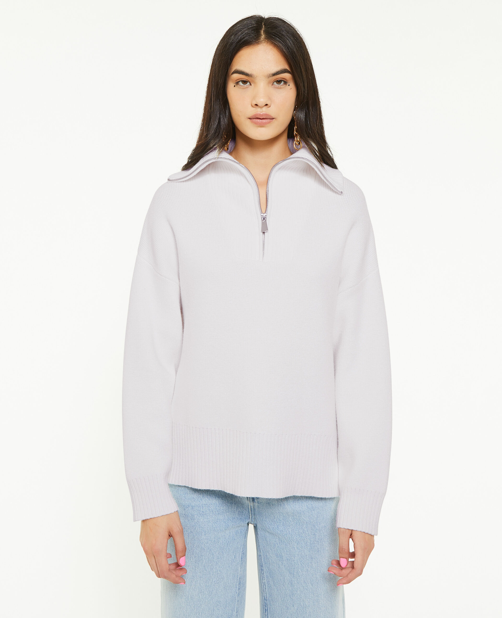 Pull droit col camionneur - Blanc