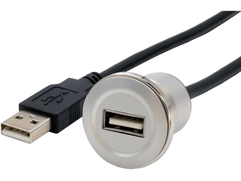 Exsys USB 2.0 Adapter Metall USB-A Stecker - USB-A Buchse Einbau-Adapter Metall USB-A Buchse zu Stecker, 30 cm