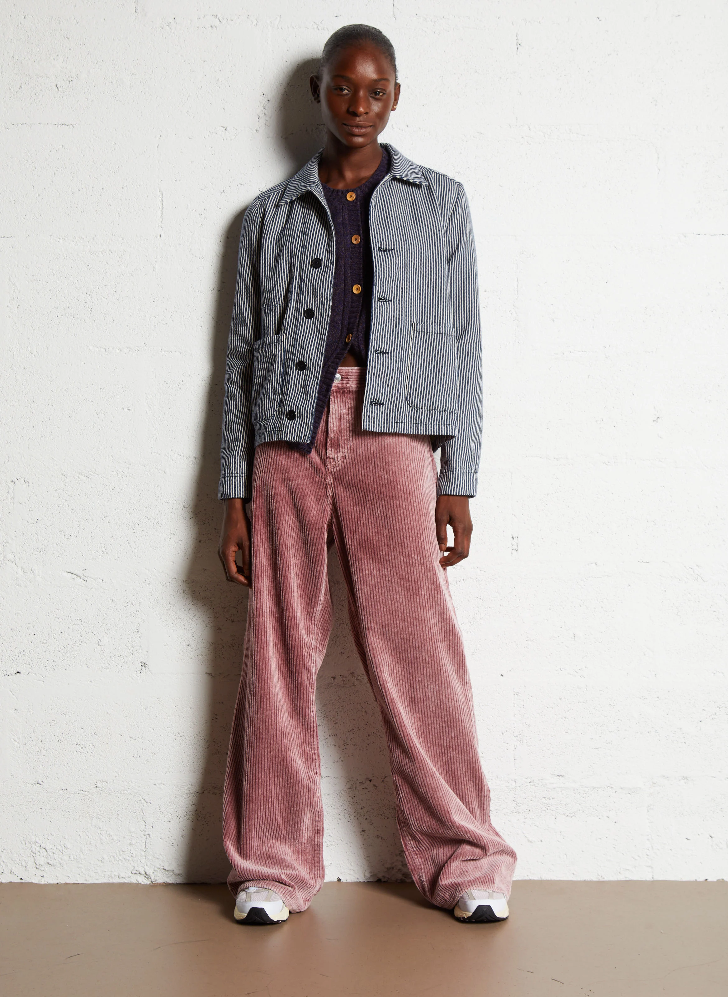 VARDA - Veste en denim droite col classique en coton | Beige