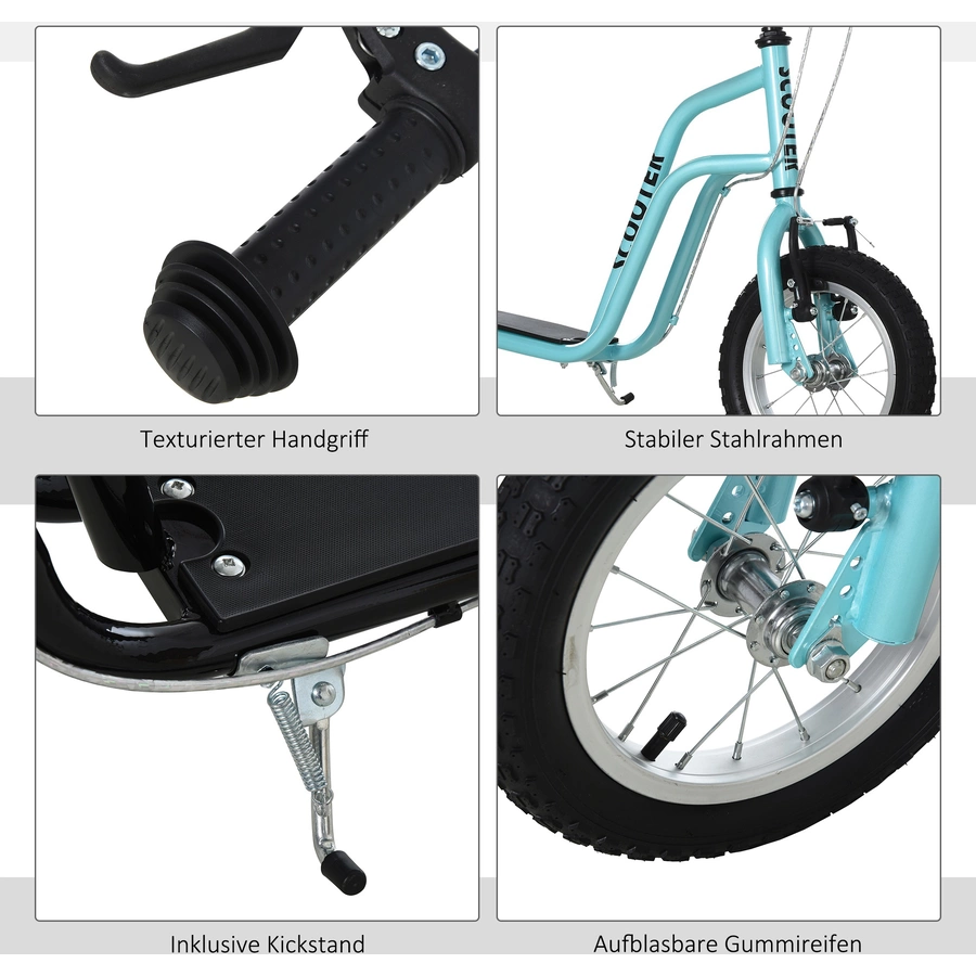 HOMCOM Kinderroller mit höhenverstellbaren Lenker blau