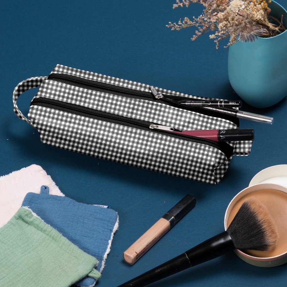 Trousse Double Compartiment Vichy Noir