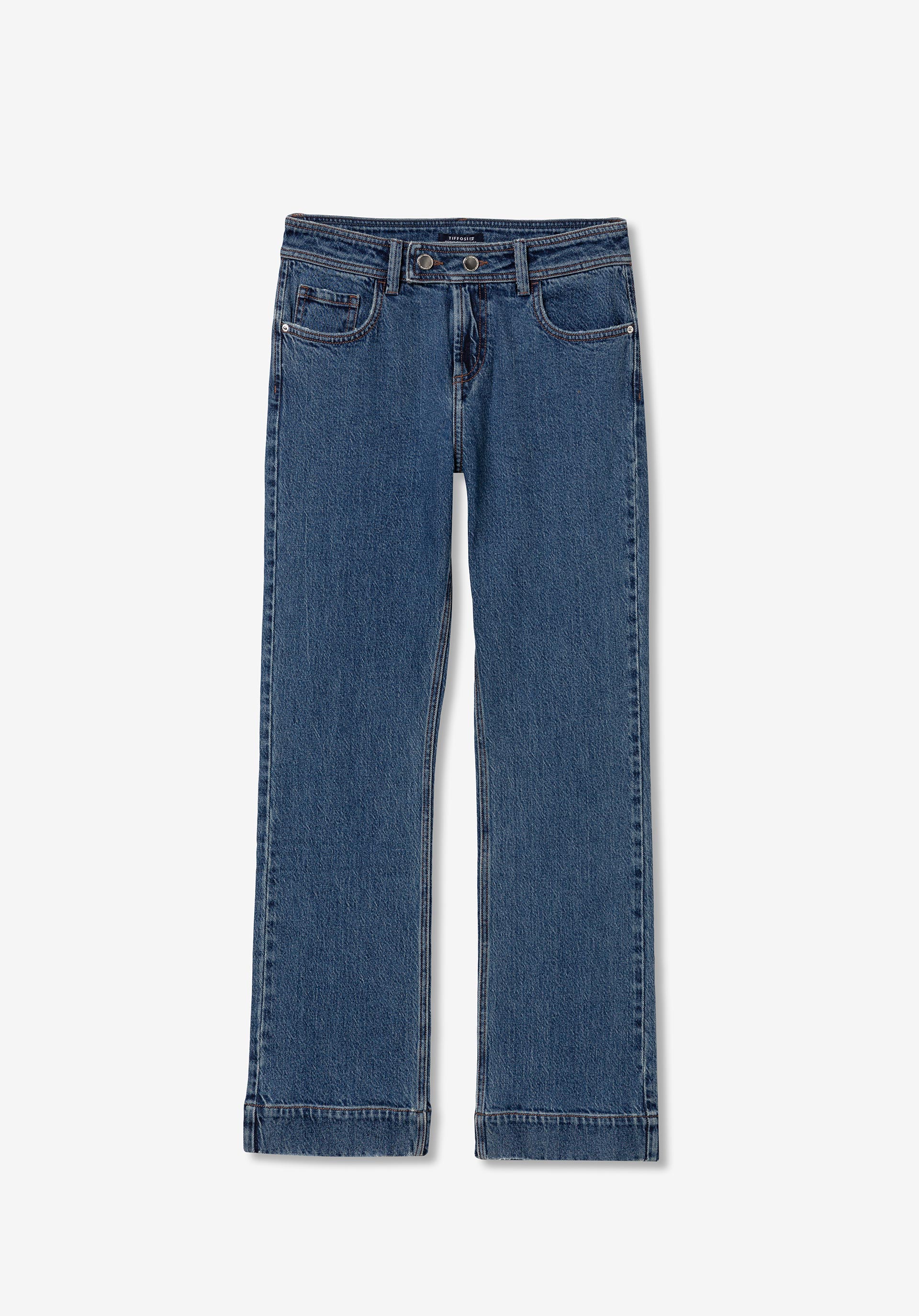 Jeans Straight Fit Cintura Média