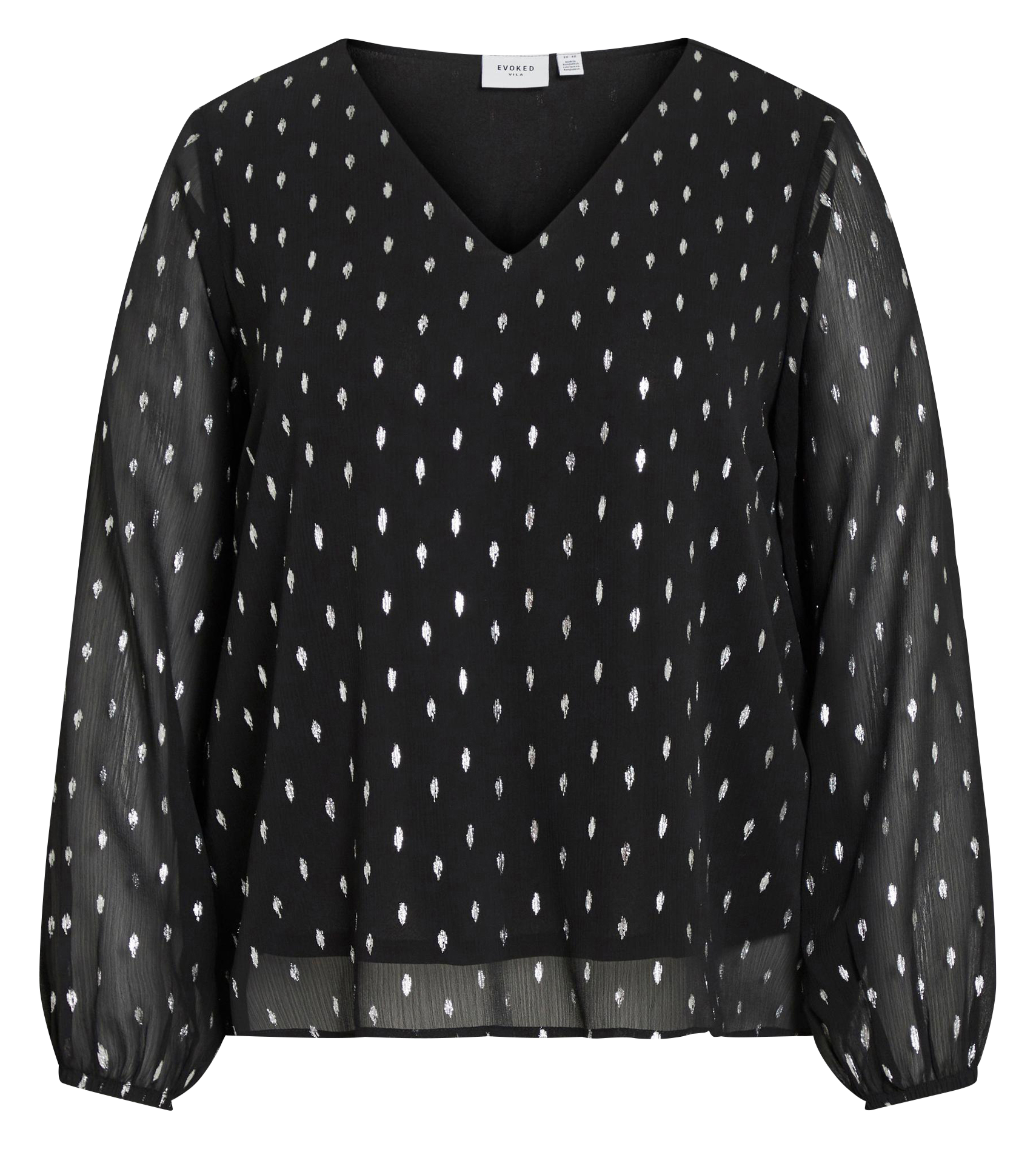 MINJA - Blouse col V imprimée pois | Noir