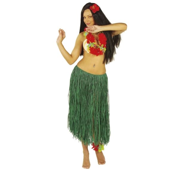 Hawaiiskjørt 'Green Color Raffia hulaskjørt'