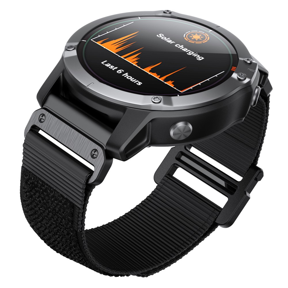 Garmin Fenix 7X / 6X Pro / 5X / 5X Plus / 3 / 3 HR / 3 Sapphire Ersatz Nylon Outdoor Armband (Gelenkumfang: 175-205mm) - Schwarz