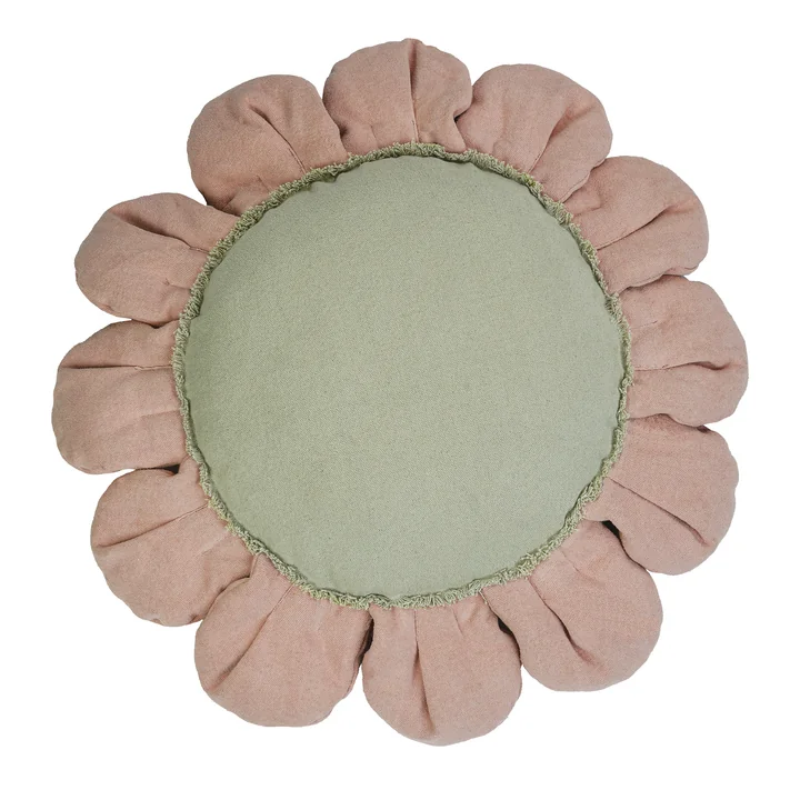 Lorena Canals - Pink Daisy Bodenkissen, Ø 70 cm, golden / pink / natural / olive