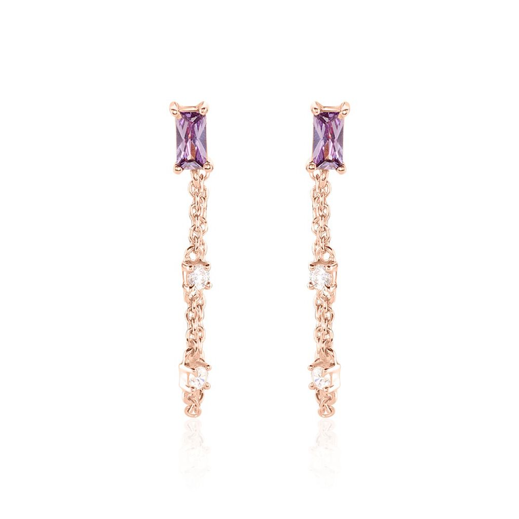 Boucles D'oreilles Pendantes Purple Mood Argent Rose Oxydes
