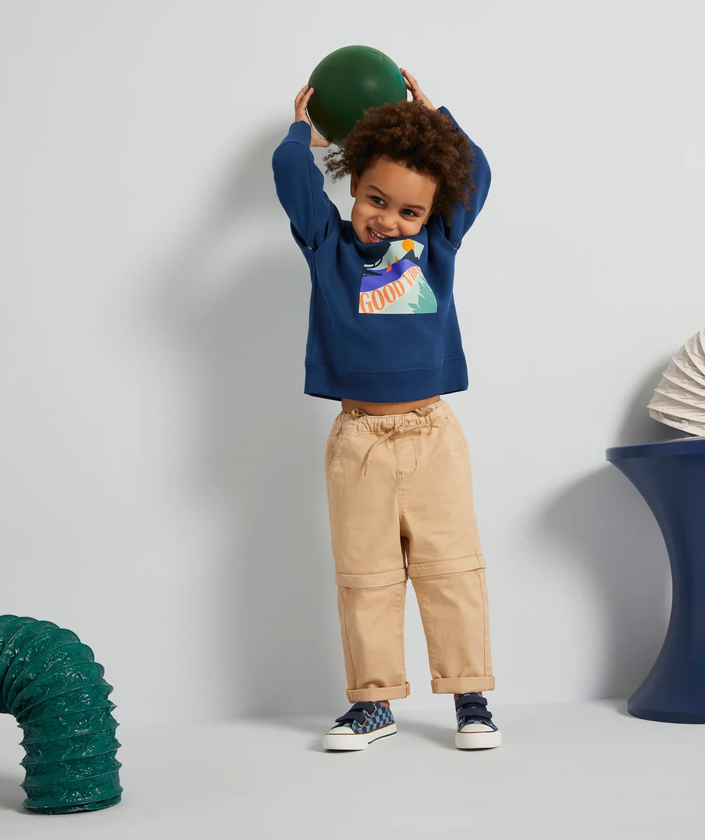 PANTALON CHINO ÉVOLUTIF BEIGE AVEC CORDONS EN FIBRES RECYCLÉES