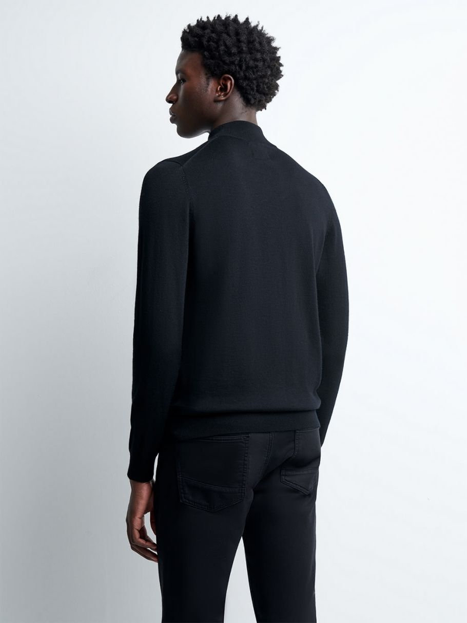 Pull col cheminée en laine mérinos