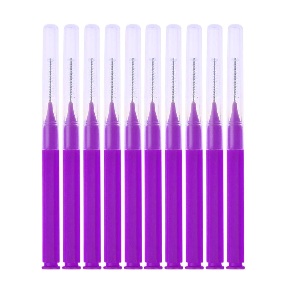(10er Set) Interdentalbürsten Zahnpflege Zahnzwischenraum Reinigung Zahnseide - Lila