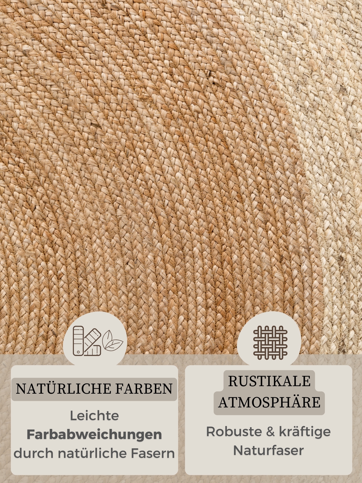 HANSE Home Teppich »Jutta Juteteppich« rund 9 mm Höhe 100% Jutefaser, Natur, Wohnzimmer, Esszimmer, Flur, Boho, Skandi