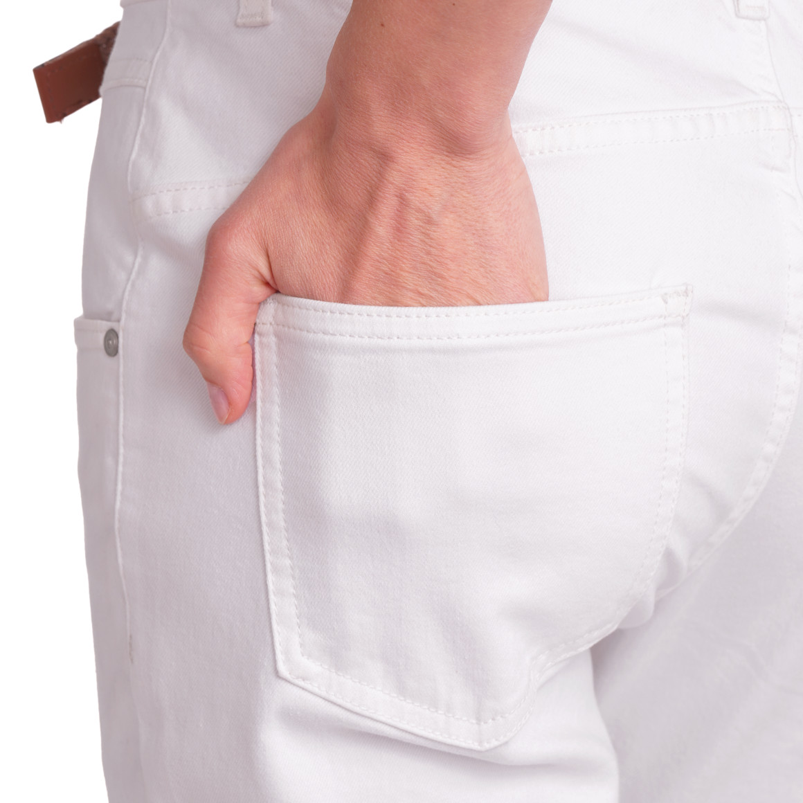 Gina Benotti Damen Capri-Jeans mit Gürtel weiss