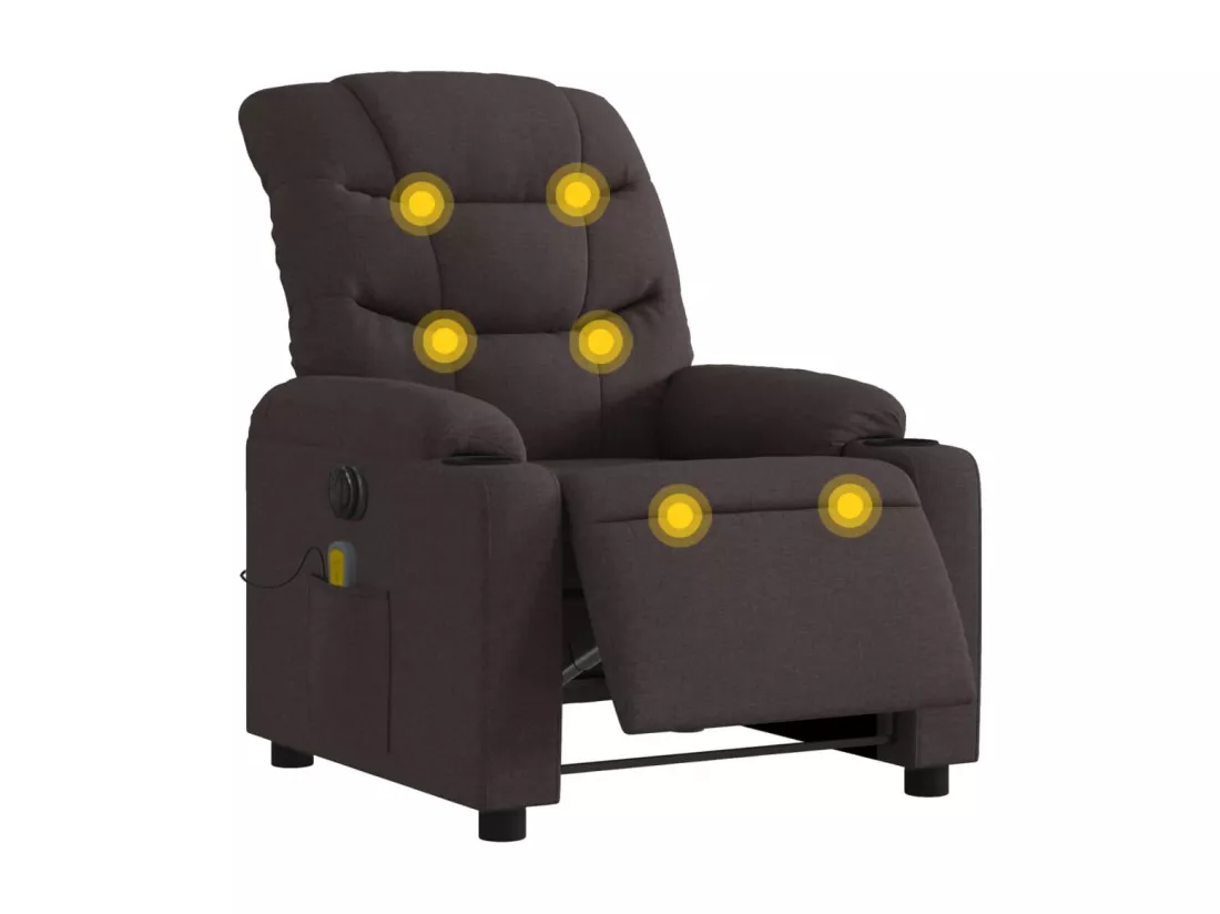 Fauteuil massant inclinable électrique Marron foncé Tissu
