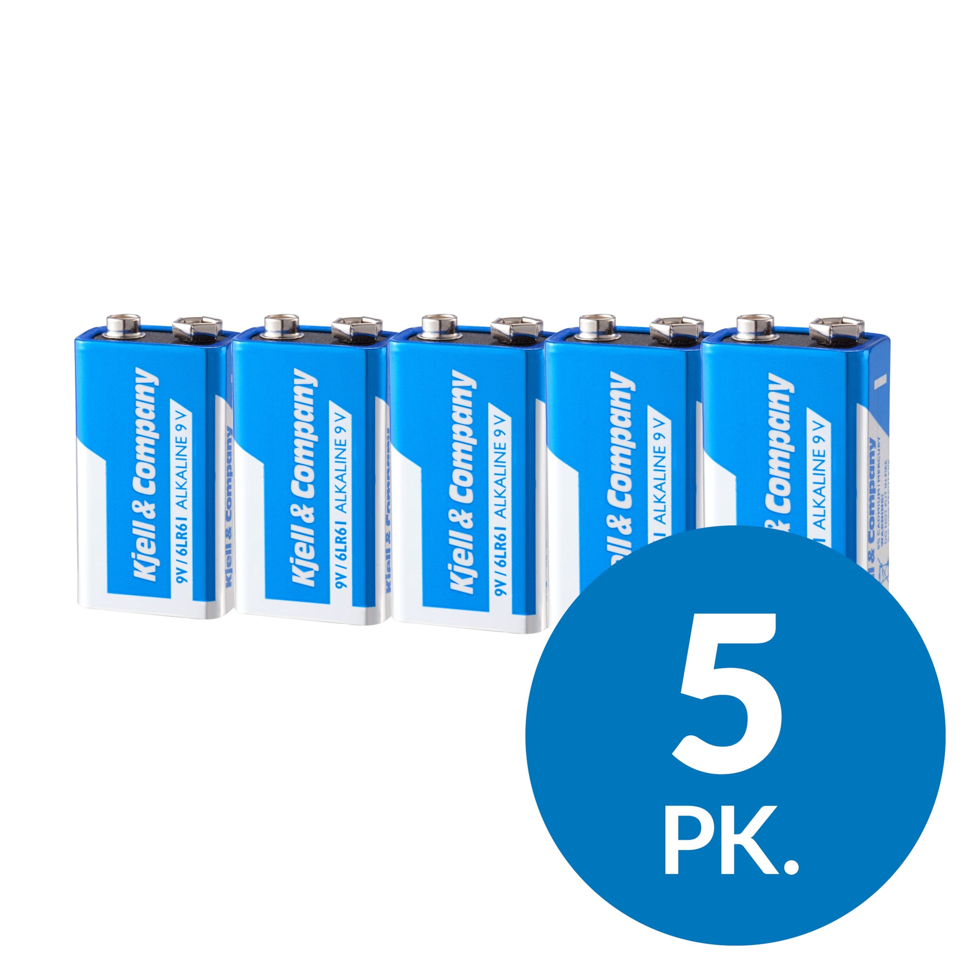 Kjell & Company 9 V-batterier (PP3) 5-pk.