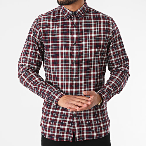 Chemise Manches Longues A Carreaux Isac Bordeaux