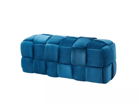 Banc tressé en velours bleu FABERO