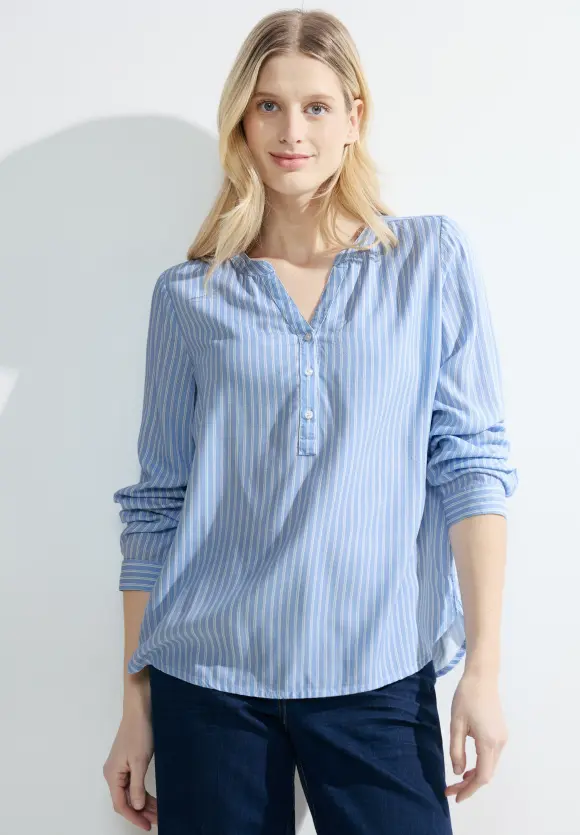 Viskose Streifenbluse - blouse blue