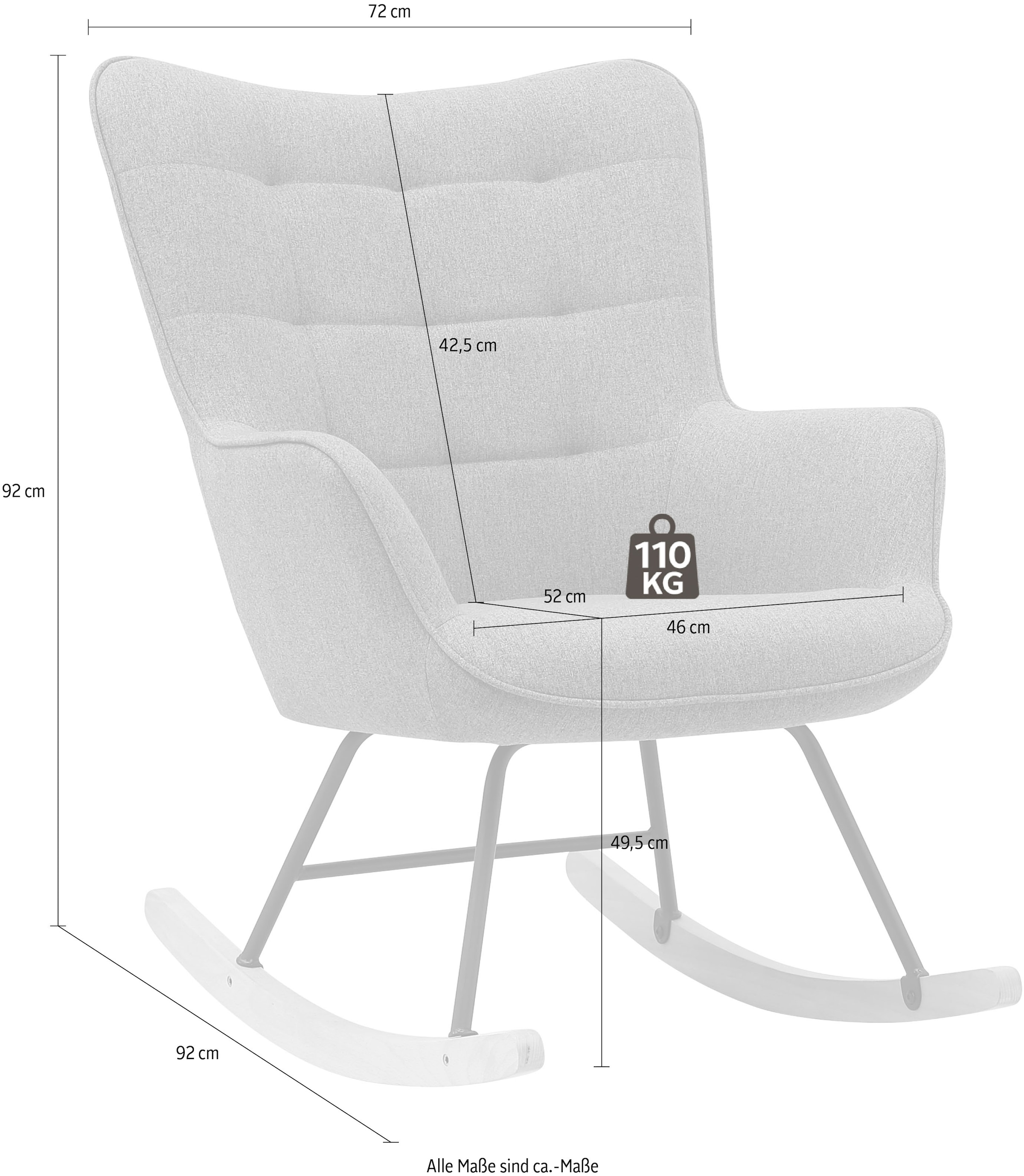 byLIVING Schaukelstuhl »Richie« () 1 Stk.moderne Metallbeine mit Holzkufe, in Webstoff oder Cord erhältlich