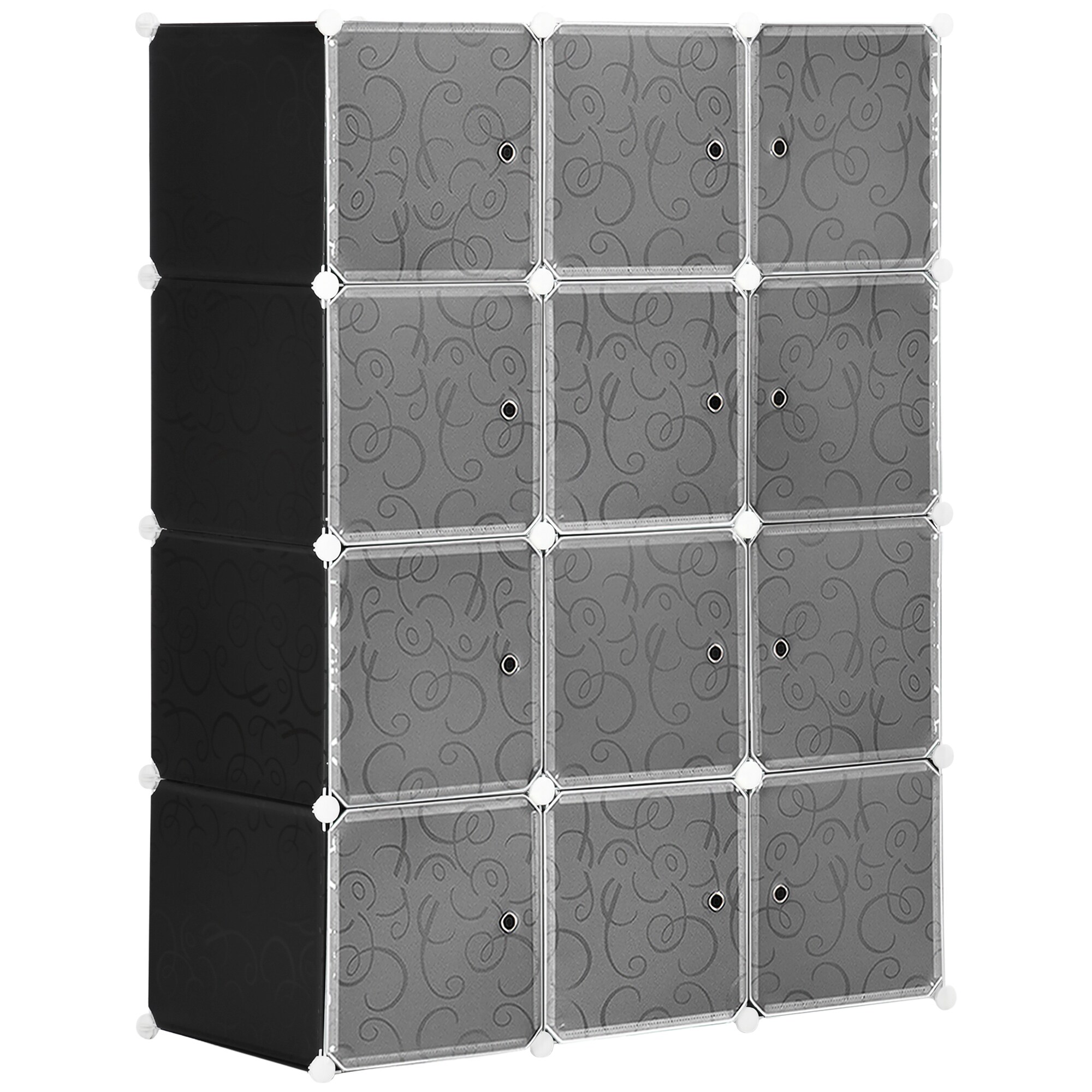 HOMCOM Kleiderschrank mit Stecksystem schwarz, weiß 47 x 111 x 145 cm (LxBxH)