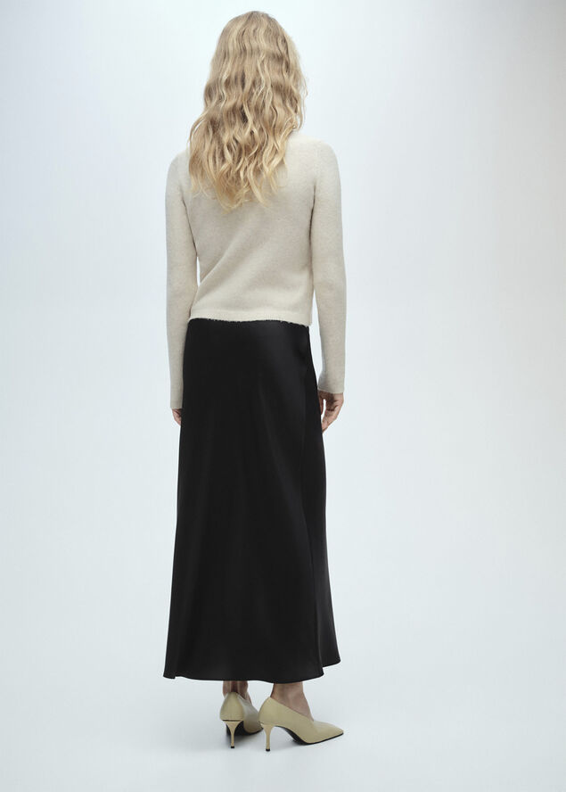 MANGO Midi satin skirt Black