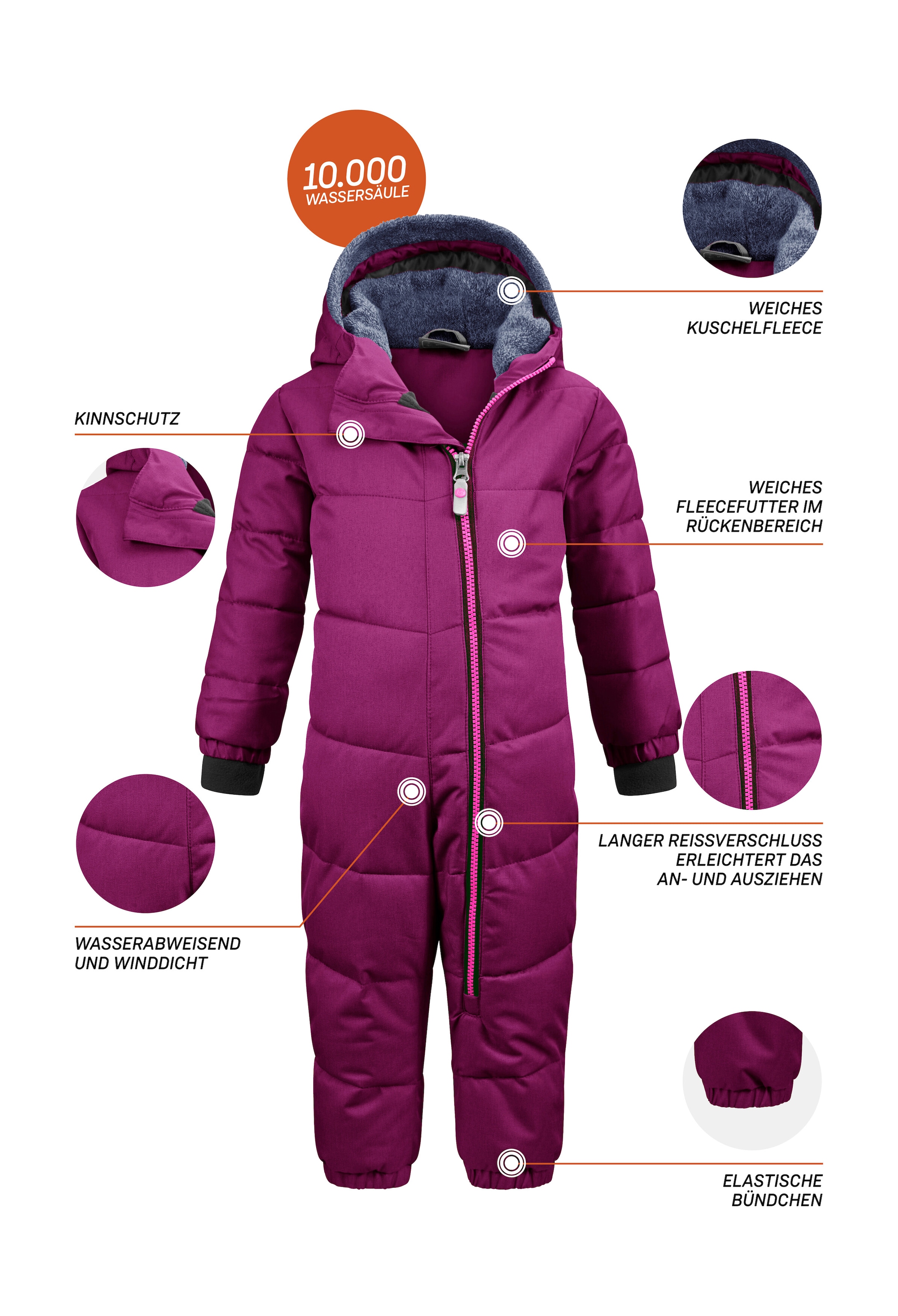 Killtec Schneeoverall »Twinkly MNS ONPC B«, Wasserabweisender Schneeanzug mit Fleece und reflektierenden Details