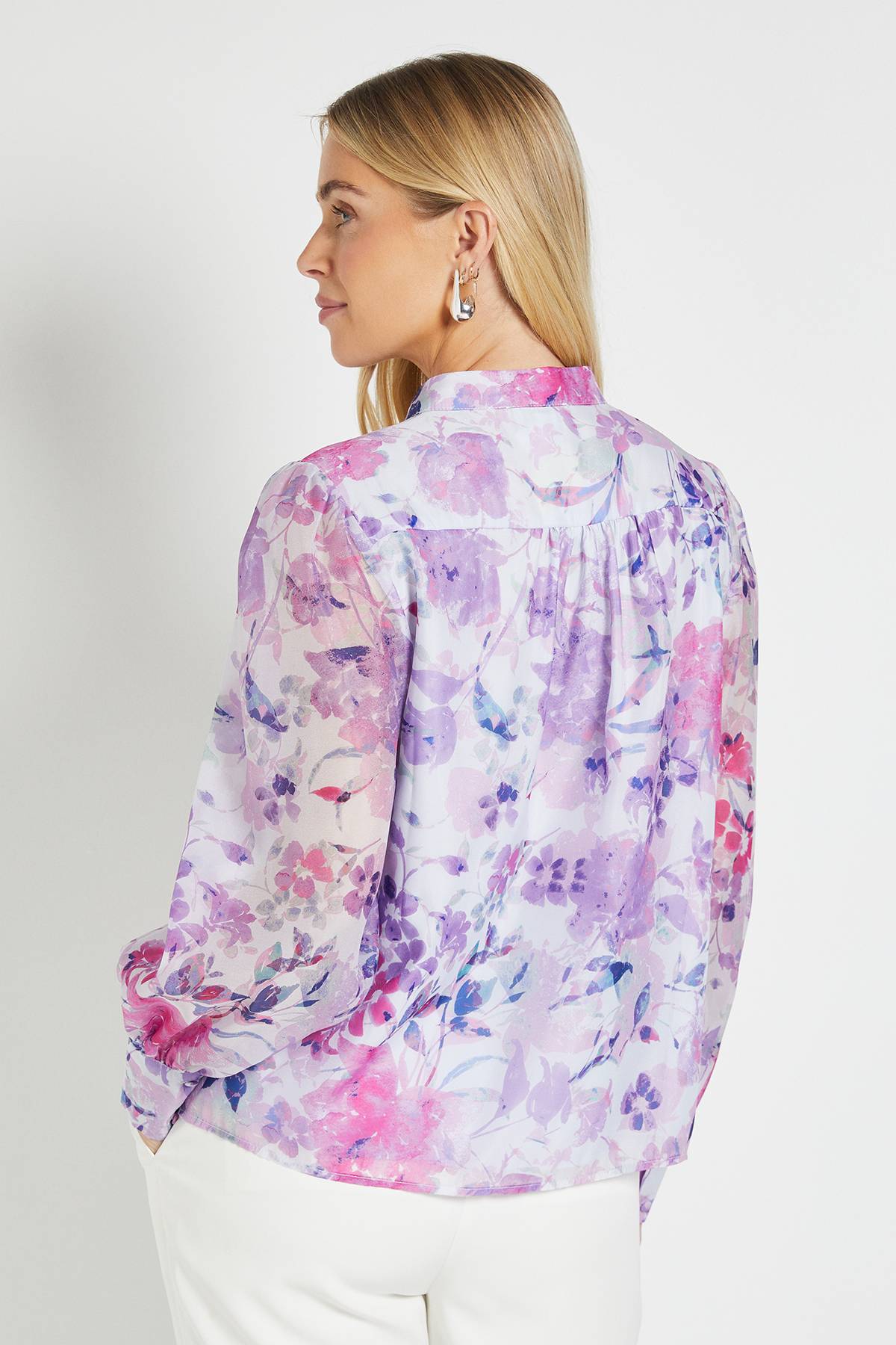 Wallis Chemise Sans Col En Organza Fleuri Petite Taille