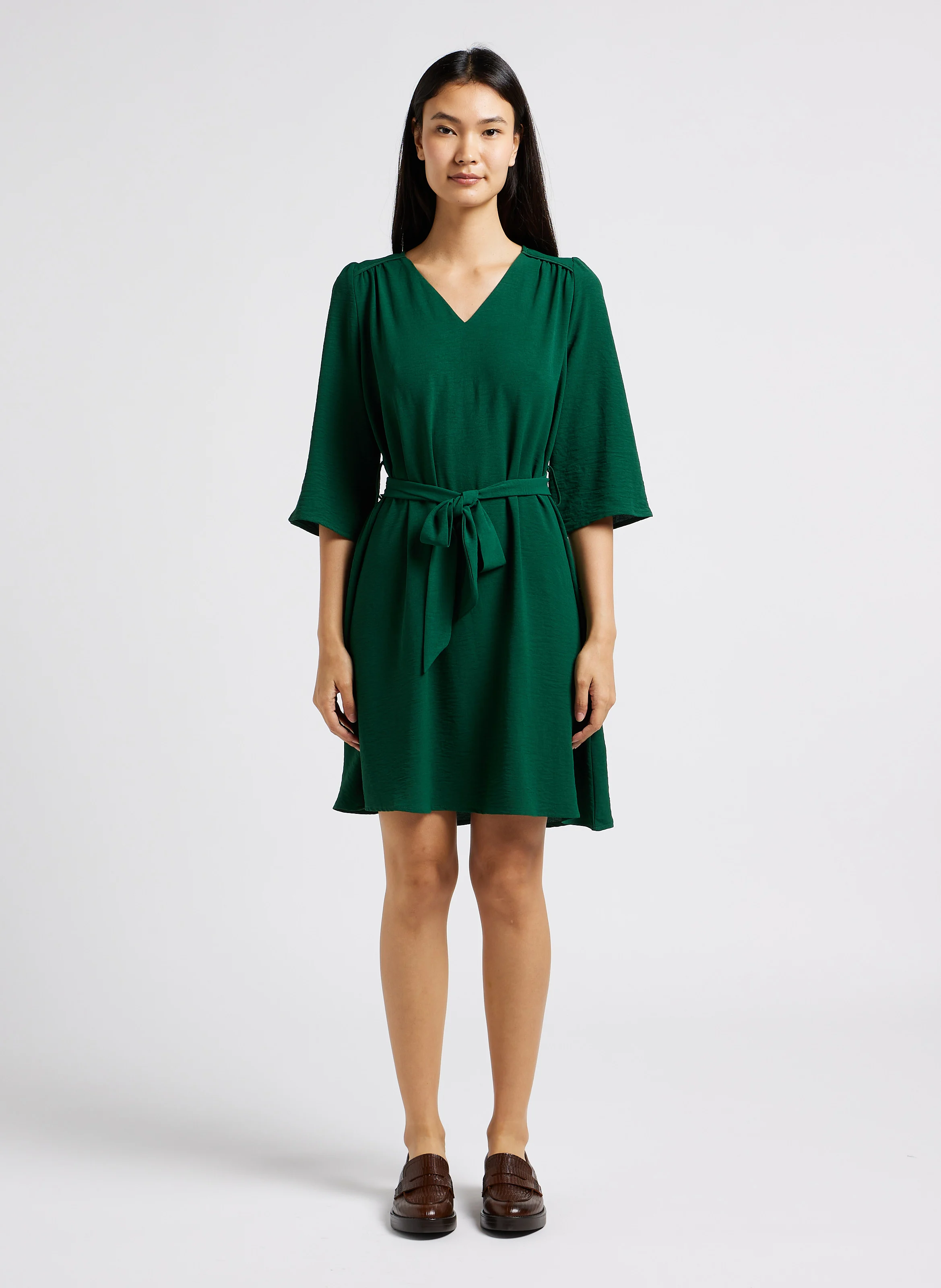 LENA - Robe courte col V | Vert