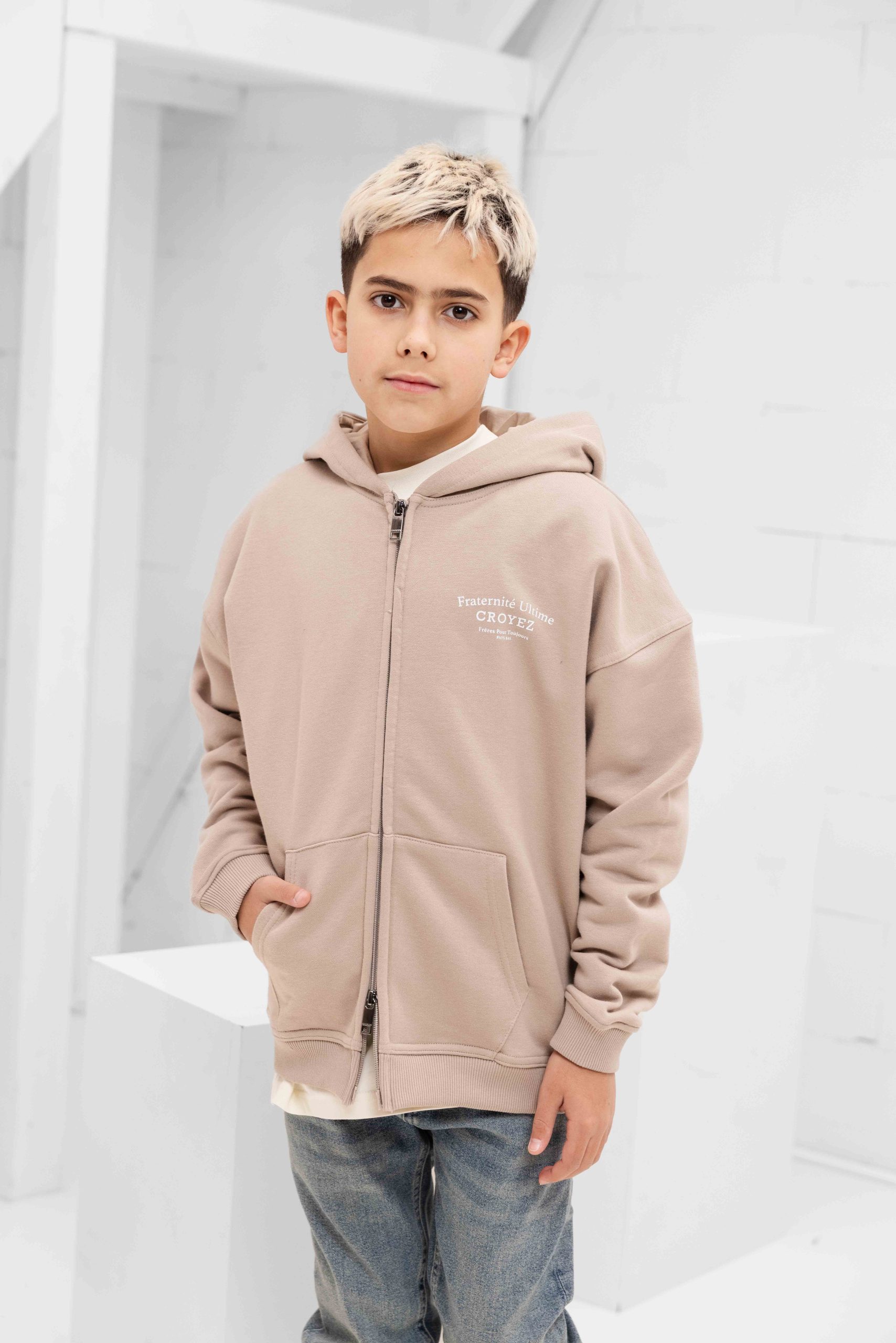 Croyez Fraternité Zip Hoodie Kids Beige