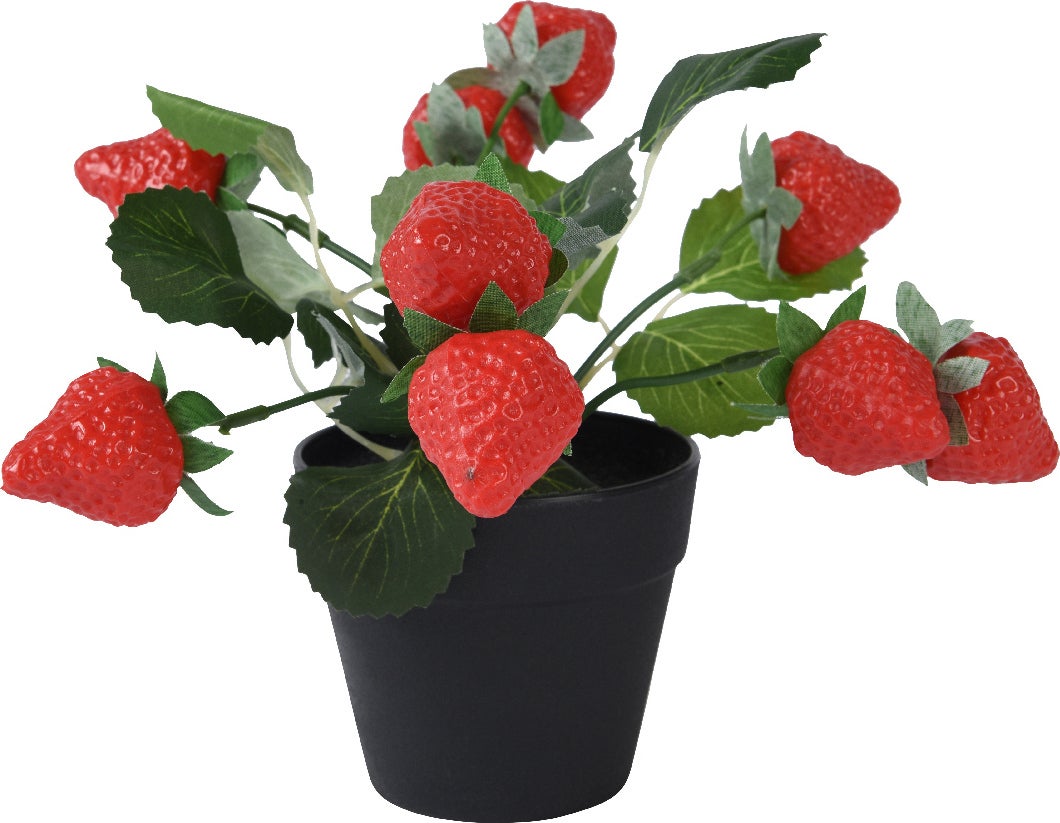 Everlands kunstplant aardbei rood D 20 H 20 cm
