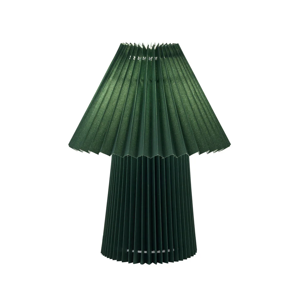 Bahne Interior  Fold plisseret bordlampe, grøn - H31cm