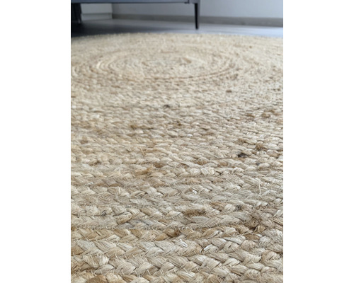 Rond jute vloerkleed, natuurlijke afwerking, Ø 160 cm