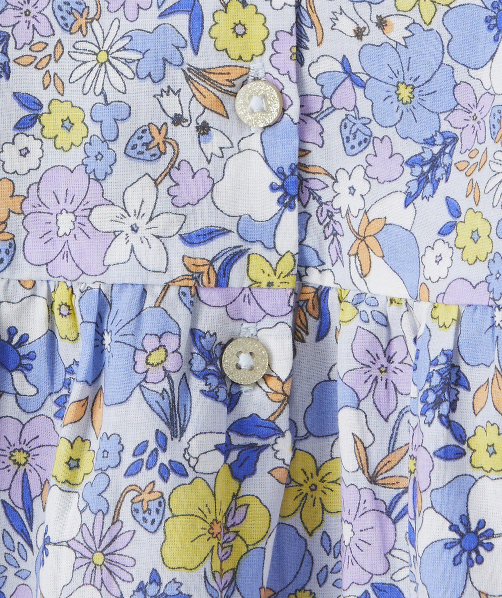 BLOUSE BÉBÉ FILLE EN COTON BIO AVEC IMPRIMÉ FLEURI BLEU
