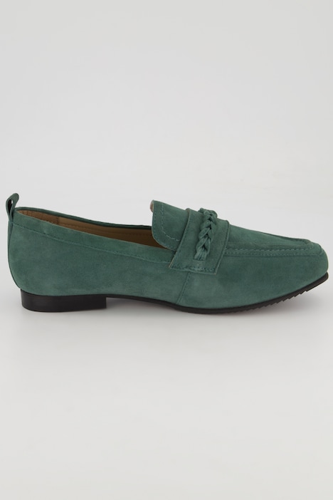 Leder-Loafer, Flechtriemen, Wechselfußbett, Weite H