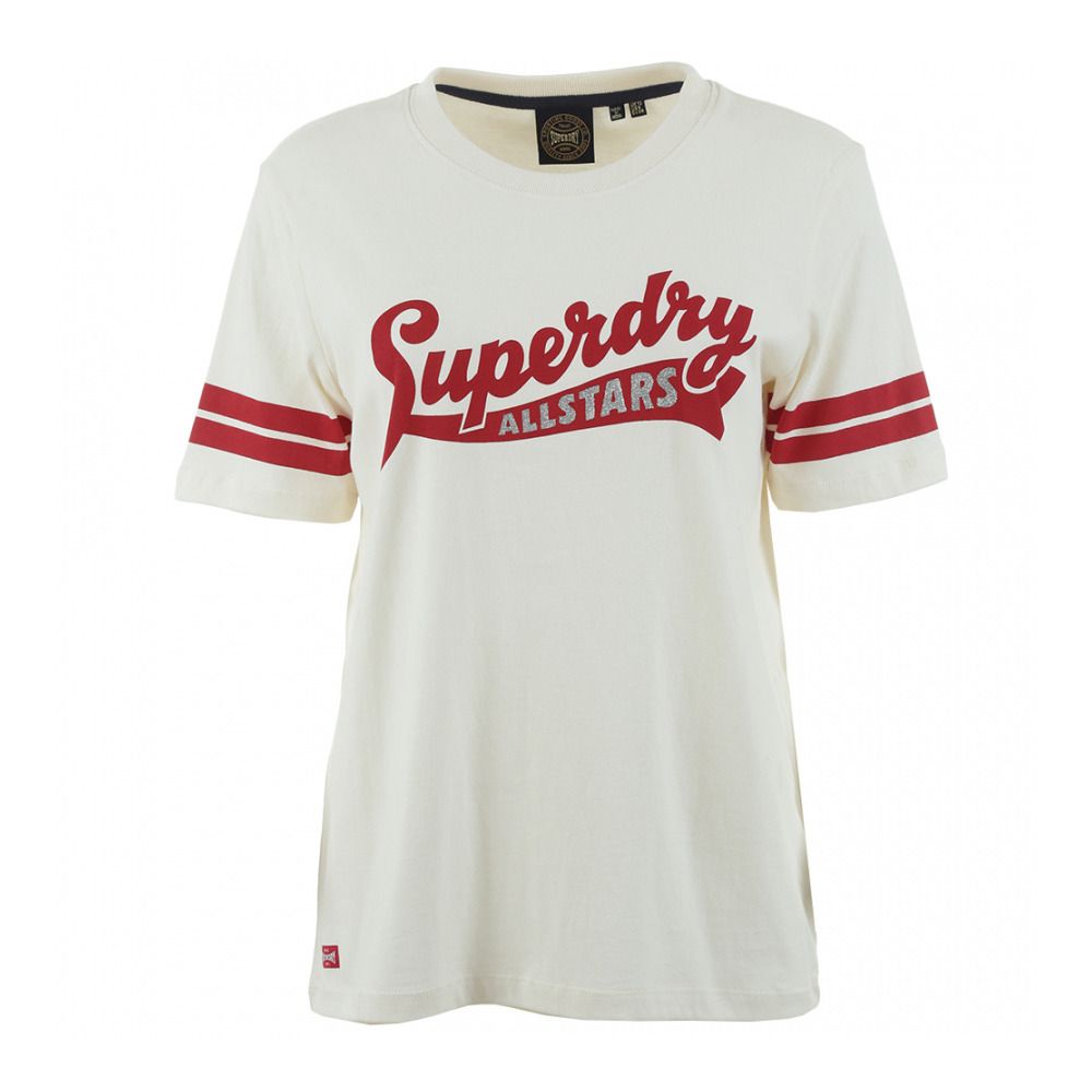 Superdry VINTAGE SCRIPTED COLL - Tee-shirt Femme off white