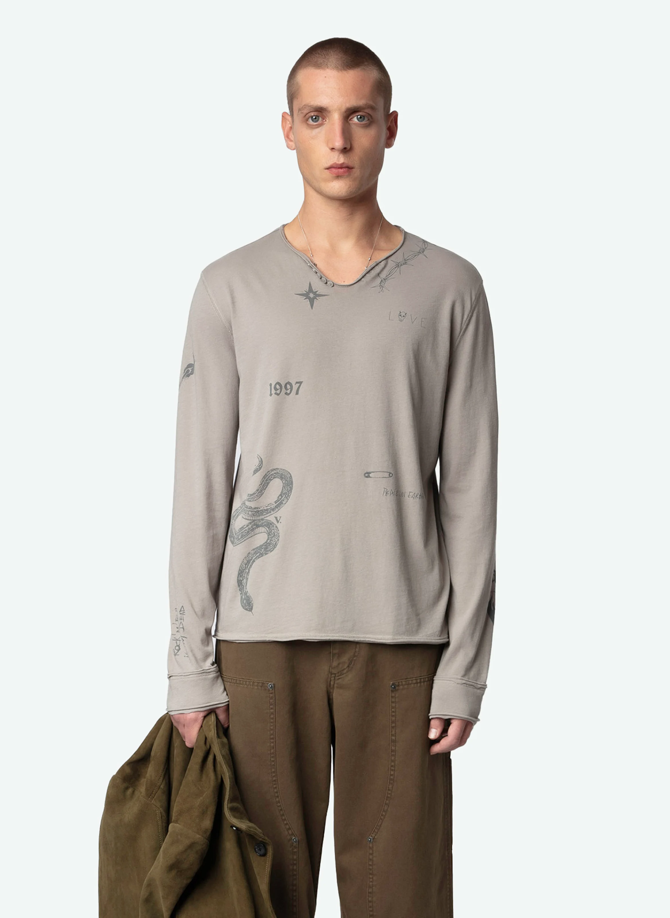 MONASTIR - Tee-shirt tunisien imprimé en coton bio | Gris
