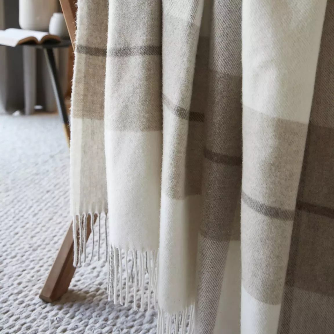 Plaid laine naturelle (140 x 200 cm) Marius Beige