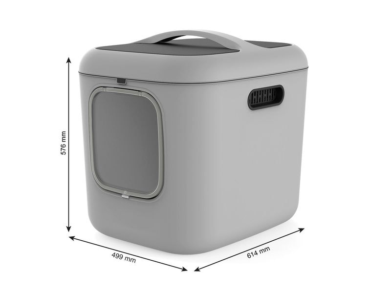 Rotho Katzentoilette Bea XL Hellgrau Katzentoilette mit Deckel