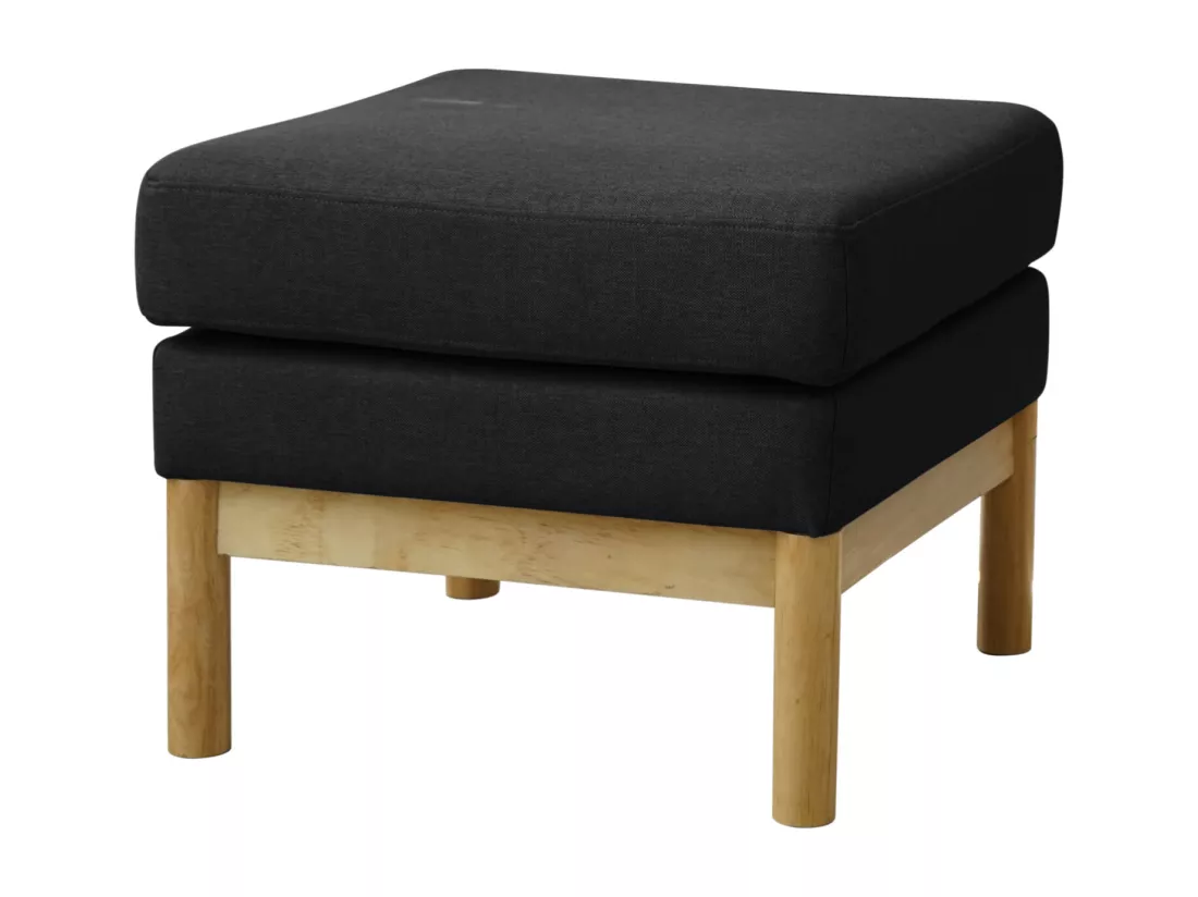 Tabouret avec revêtement en tissu Pouf moderne rembourré Pieds en bois noir