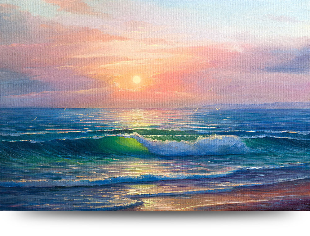 Schilderij Zonsondergang op het strand canvas 60 x 40 cm