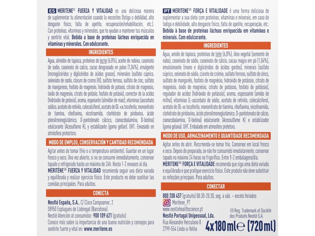SUPLEMENTO MERITENE CHOCOLATE RTD 4X180ML