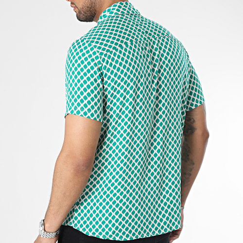 Chemise Manches Courtes Blanc Vert