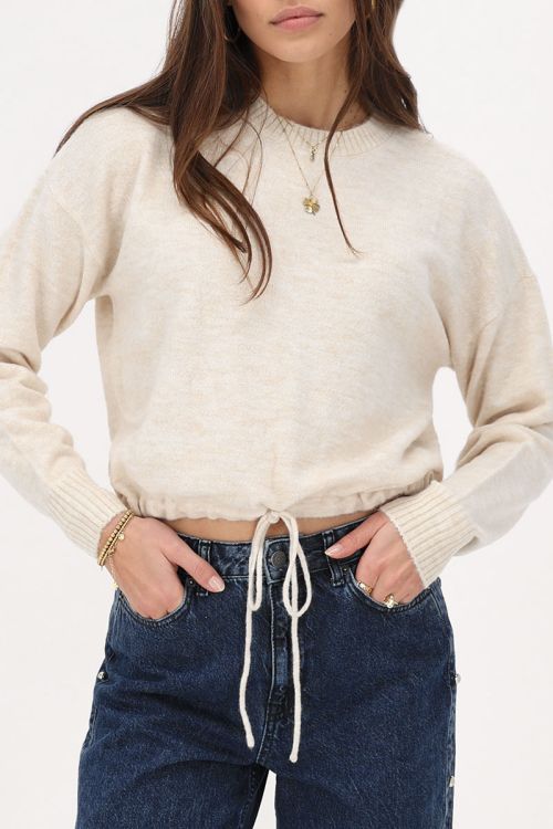 Beige trui met trekkoord