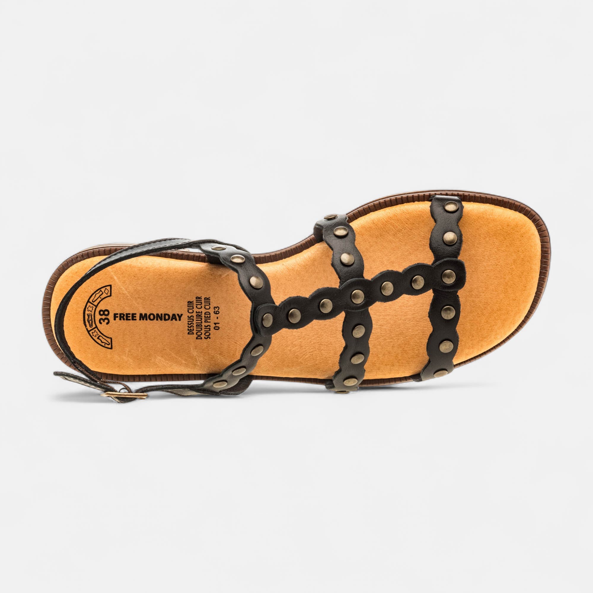 Nu-pieds Femme en cuir noir